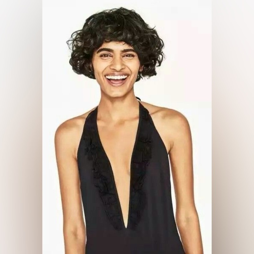 Zara🖤🖤🖤 Black Ruffled One Piece Swimsuit- Sz S - NWT